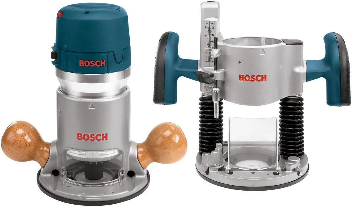 BOSCH 1617EVSPK Wood 12 Amp Router Tool Combo Kit - 2.25 Horsepower Plunge Router & Fixed Base with a Variable Speed - Image 5
