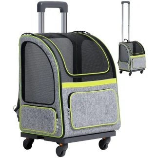 Katziela Pet Backpack Carrier With Removable Wheels And Telescopic Handle - Hybrid Adventurer
