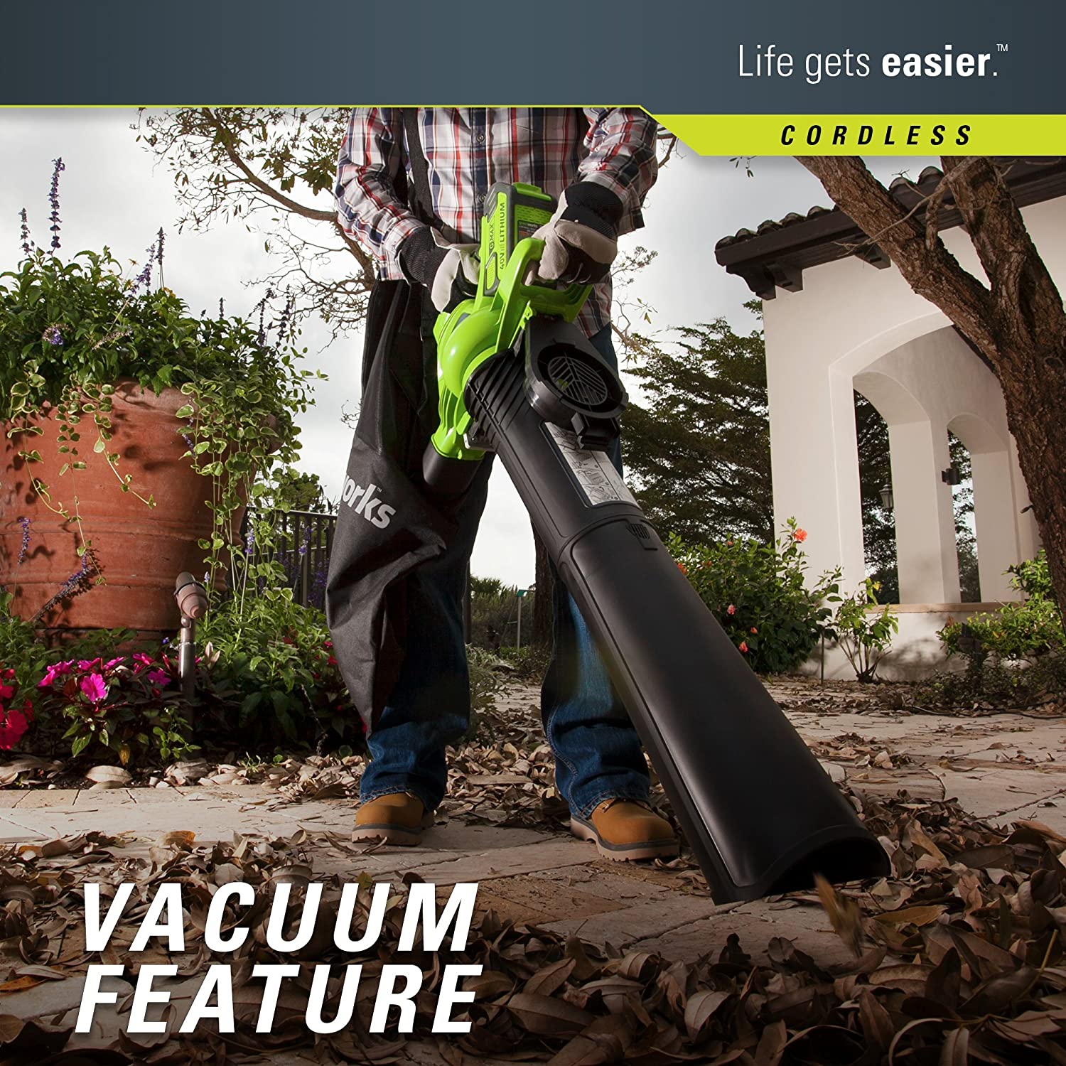40V 185 MPH Variable Speed Cordless Leaf Blower/Vacuum, 4.0Ah Battery and Charger Included 24322 - Image 5