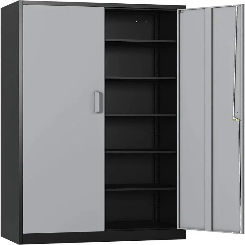 Heavy-Duty Metal Garage Storage Cabinet, Lockable Freestanding 5 Adjustable Shelves, 70.87 inch31.5 inch15.7 inches - Black - Image 6