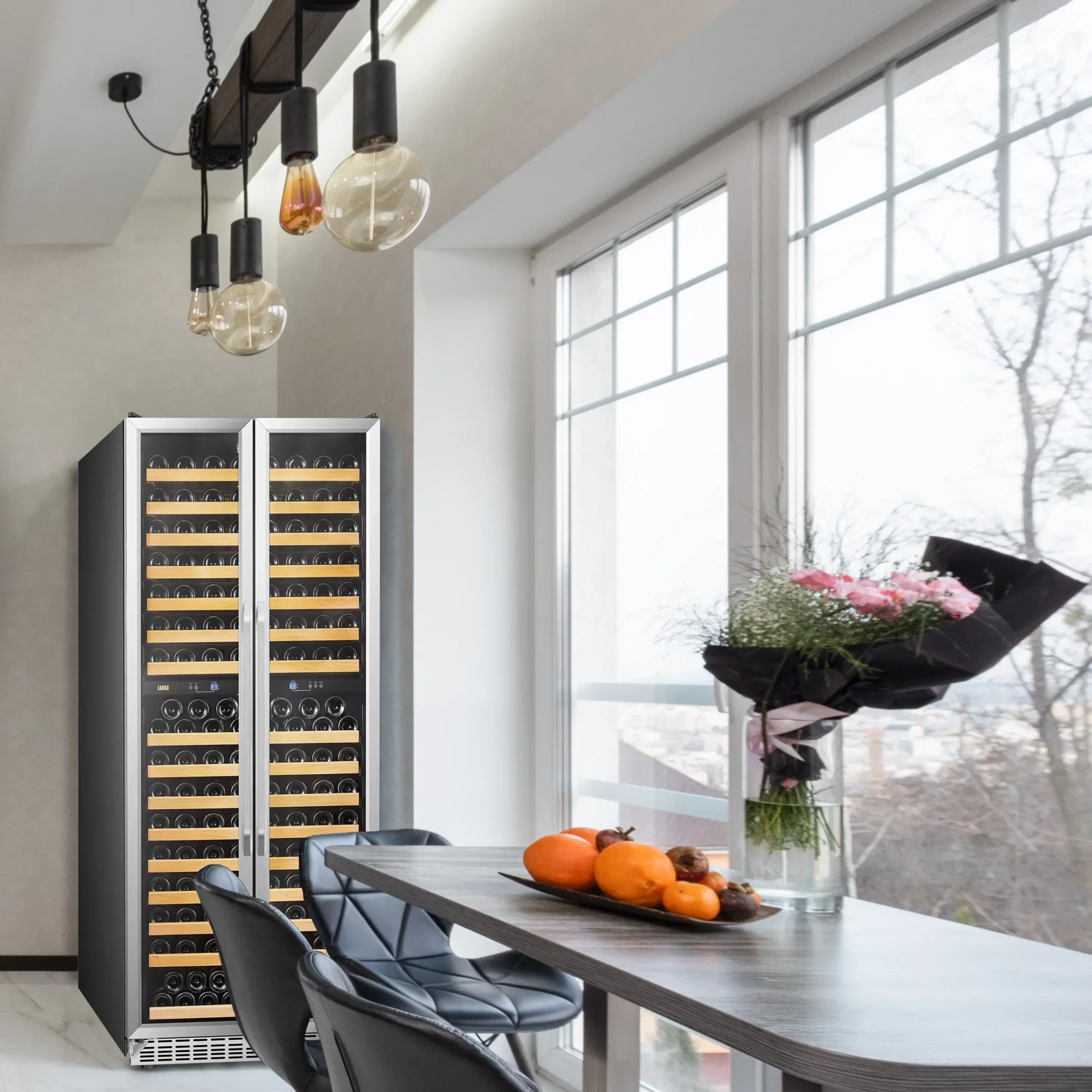 Lanbo 32 Inch 287 Bottle Dual Zone Compressor Freestanding Wine Refrigerator - LW328DD - Image 7