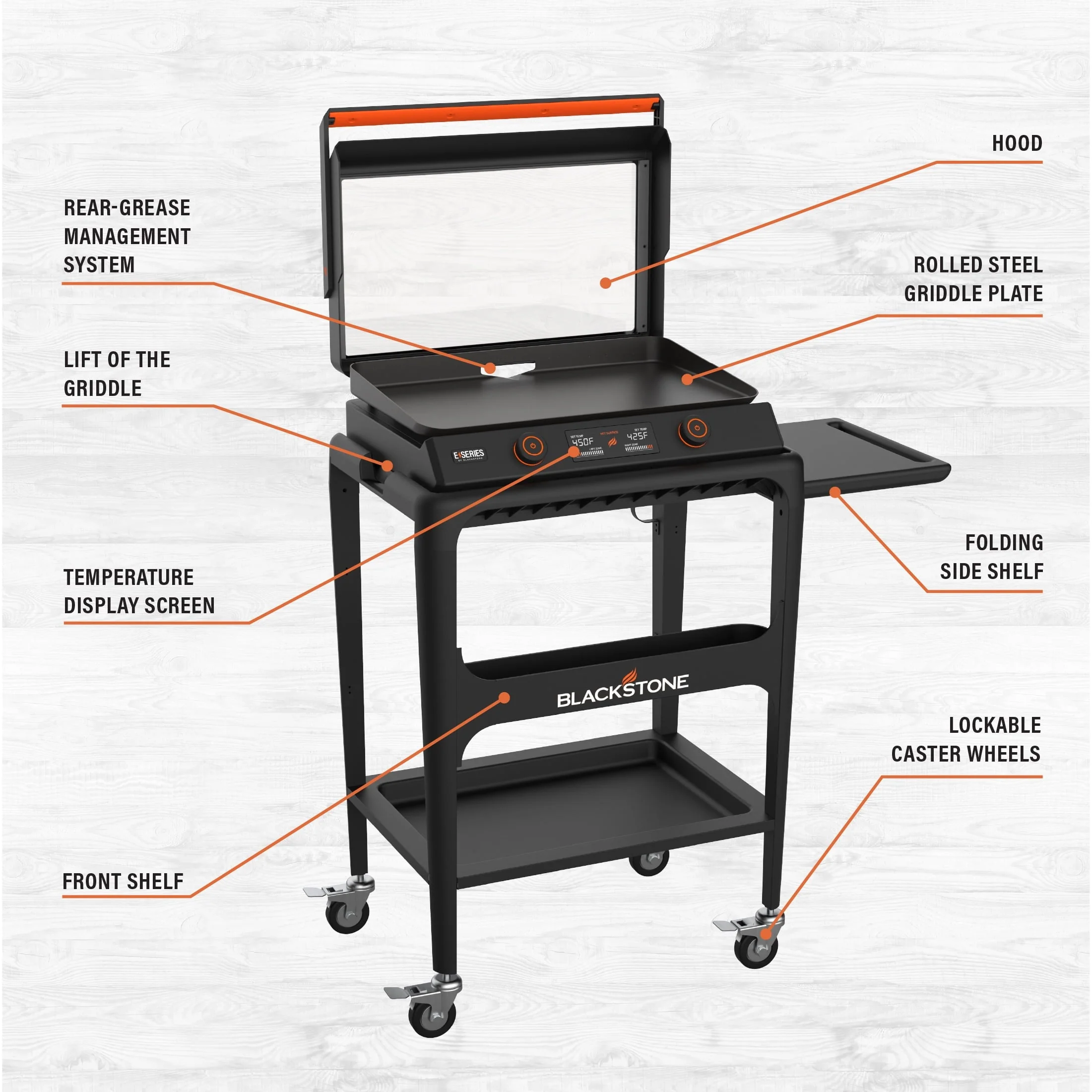 Blackstone E - Series 2 - Burner 22" Electric Tabletop Griddle with Prep Cart - Image 5