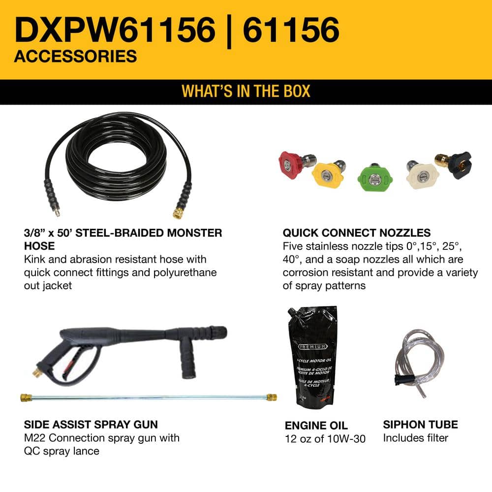4400 PSI 4.0 GPM Gas Cold Water Pressure Washer with DEWALT 420cc Engine DXPW61156 - Image 8