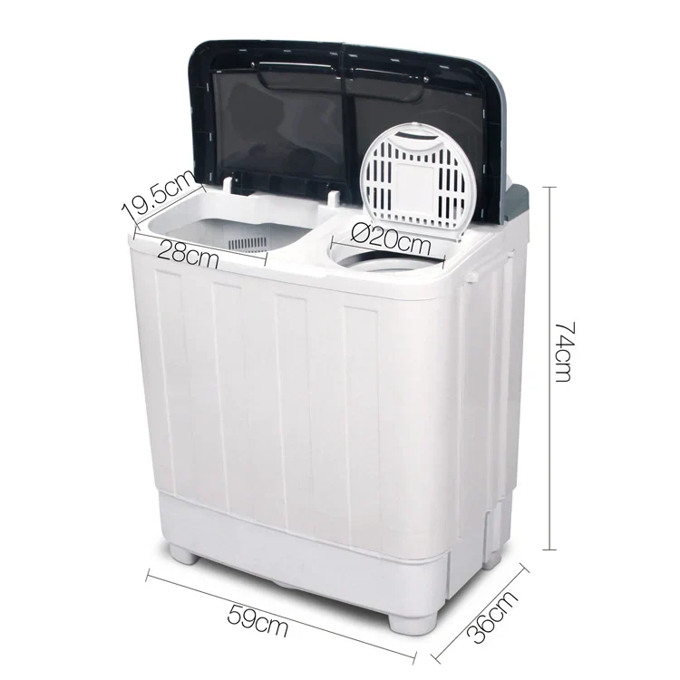 Devanti Twin Tub Portable Washing Machine 5KG - White - Image 2