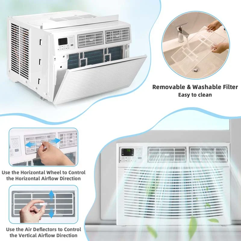 10000 BTU Window Air Conditioner With Remote, ECO Mode And Dehumidifier - White - Image 4