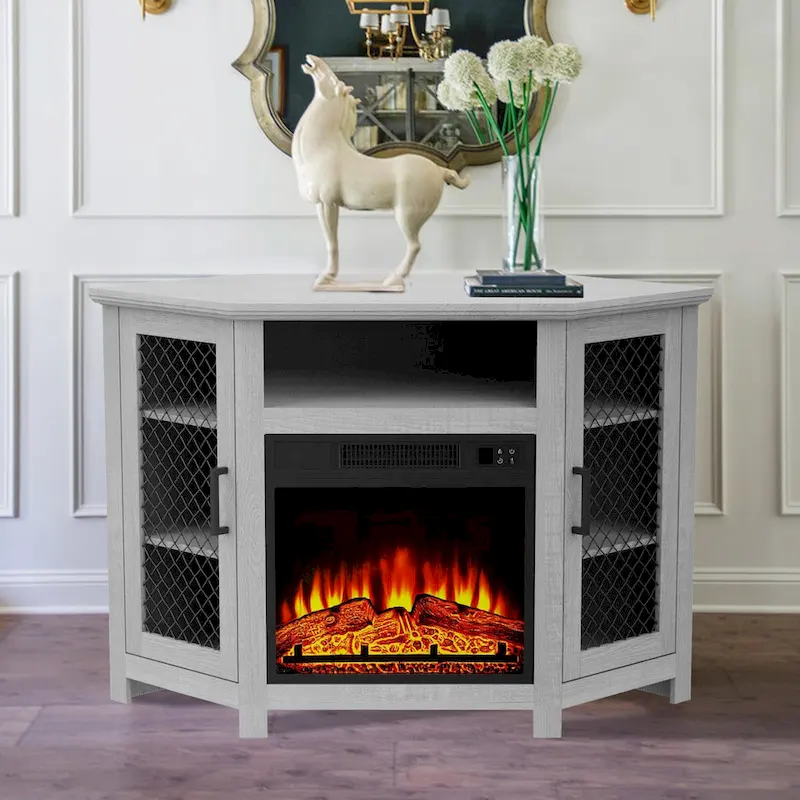 45 inch Industrial Corner Electric Fireplace TV Stand Console Table - 17 Electric Fireplace - Image 5