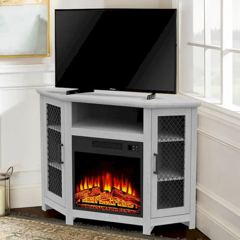 45 inch Industrial Corner Electric Fireplace TV Stand Console Table - 17 Electric Fireplace - Image 4