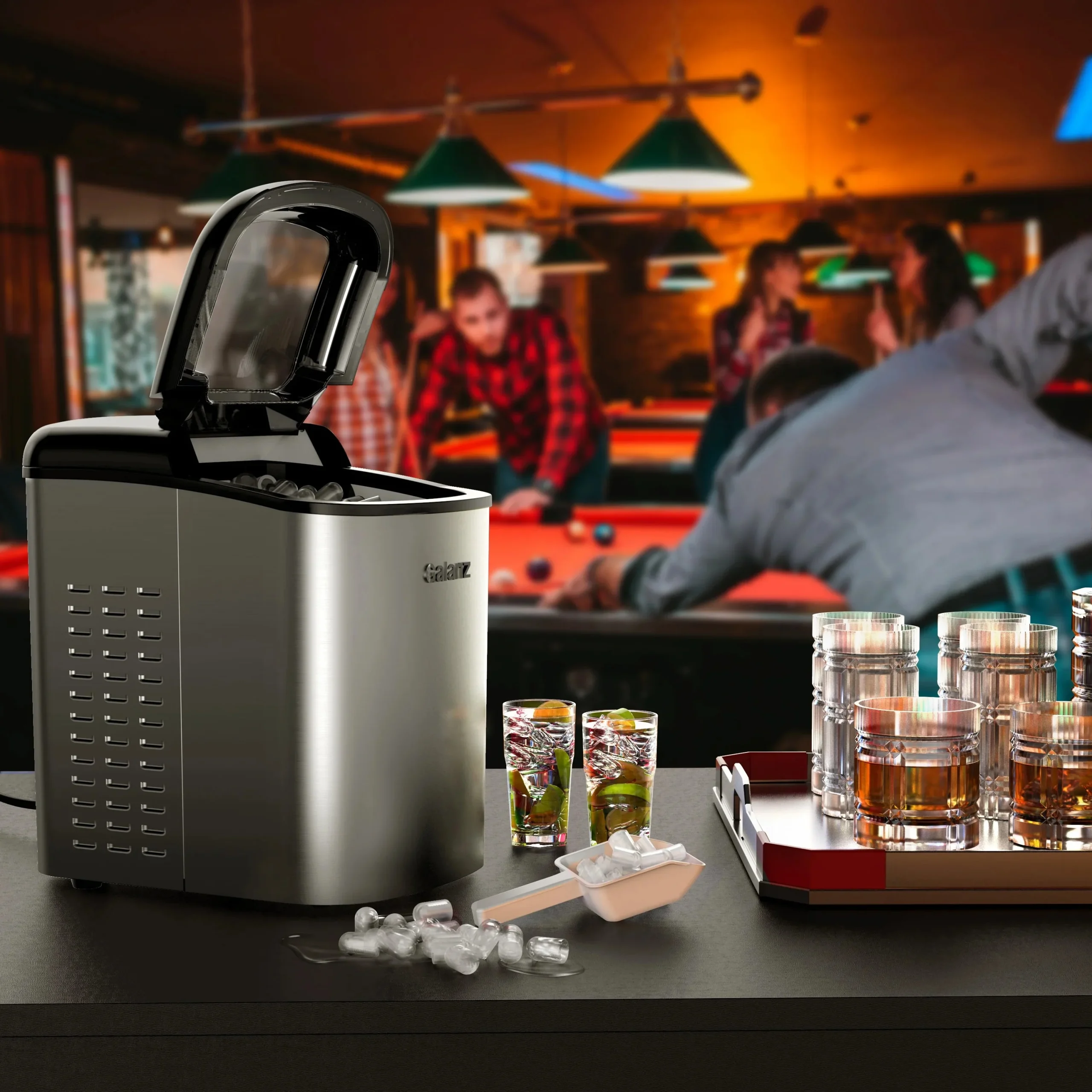 Galanz Portable Countertop Ice Maker, 26 lbs in 24 Hours, 9 Bullet Cubes in 9 Minutes, 2 Ice Sizes, 2.1 L, Retro Red - Image 13