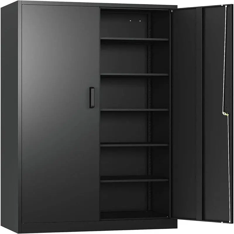 Heavy-Duty Metal Garage Storage Cabinet, Lockable Freestanding 5 Adjustable Shelves, 70.87 inch31.5 inch15.7 inches - Black