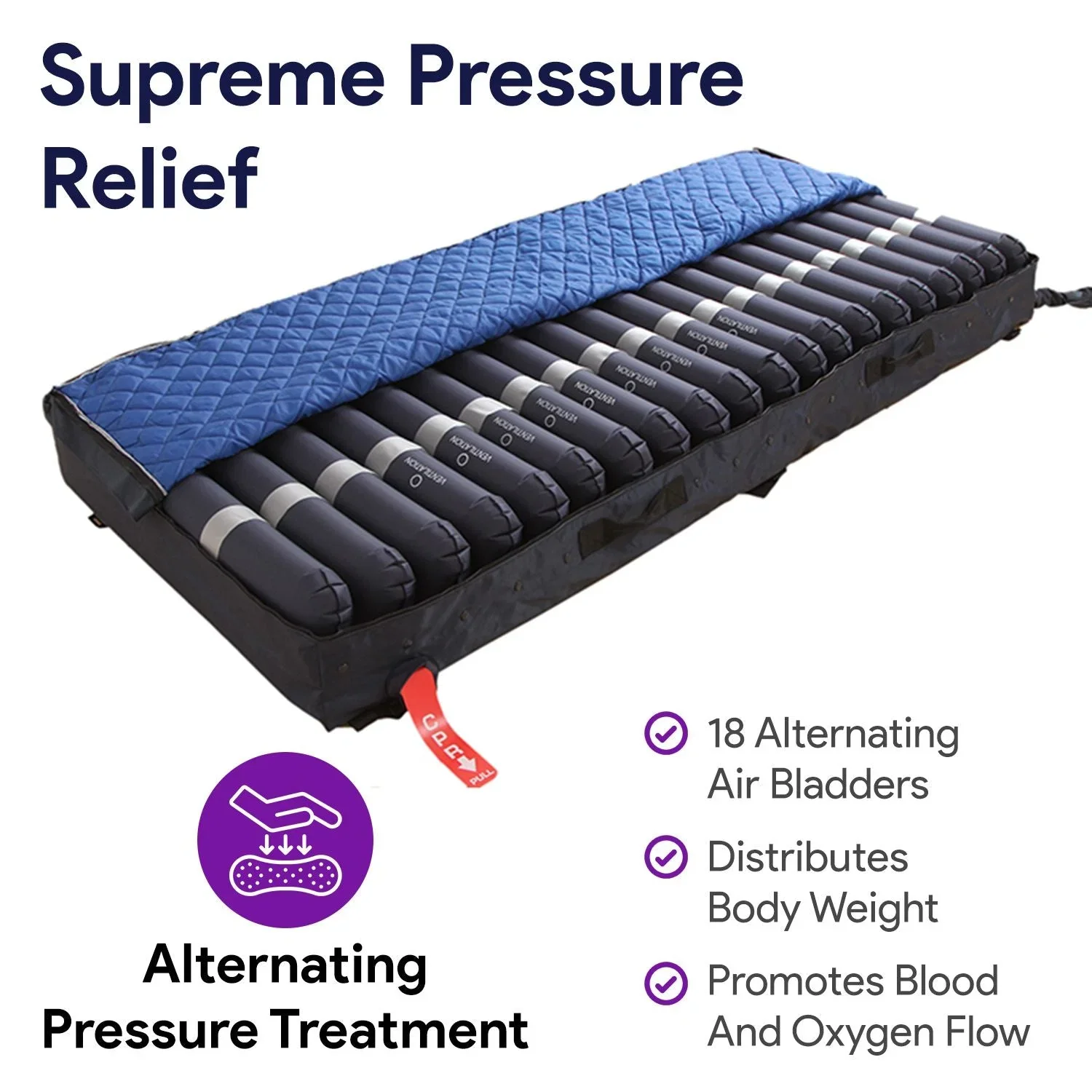 Proheal Alternating Pressure Bed Pad Air Mattress Overlay With Pump, 5 Inch, 36 Inch x 80 Inch - Image 2