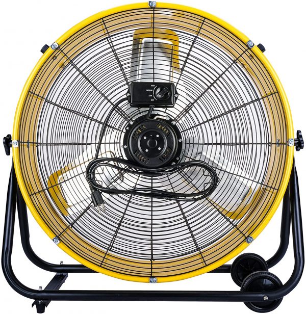 24 Inch Heavy Duty Drum Air Circulator Fan, 3 Speed, Yellow - Image 3