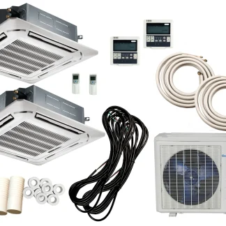 Cooper & Hunter 28000 BTU Dual Zone Mini Split Ceiling Cassette With 12K+12K And 25 Ft Installation Kit
