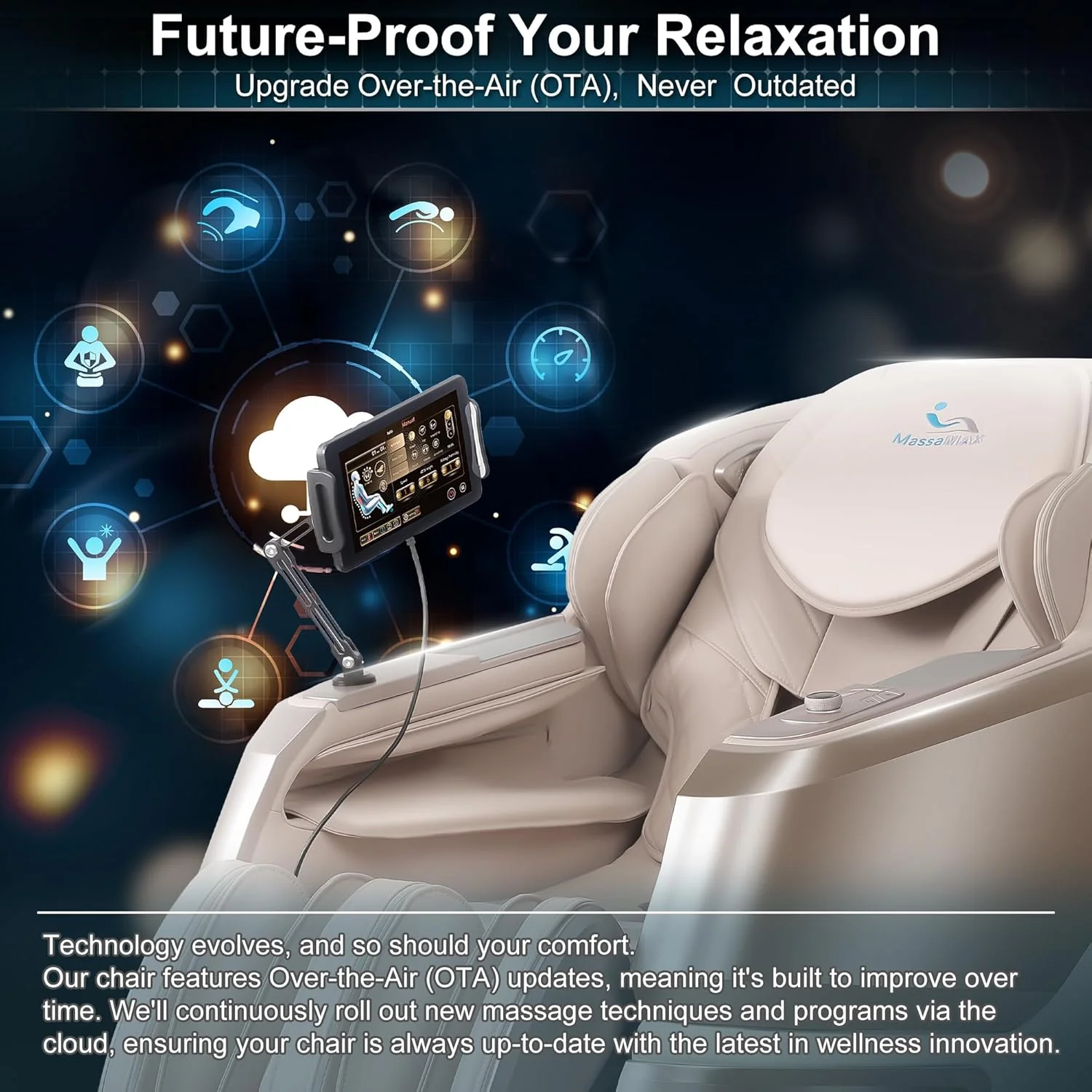 MassaMAX 4D Full Body Massage Chair With Auto Footrest, SL Track, Zero Gravity, Heating, Golden - MT339 - Image 3