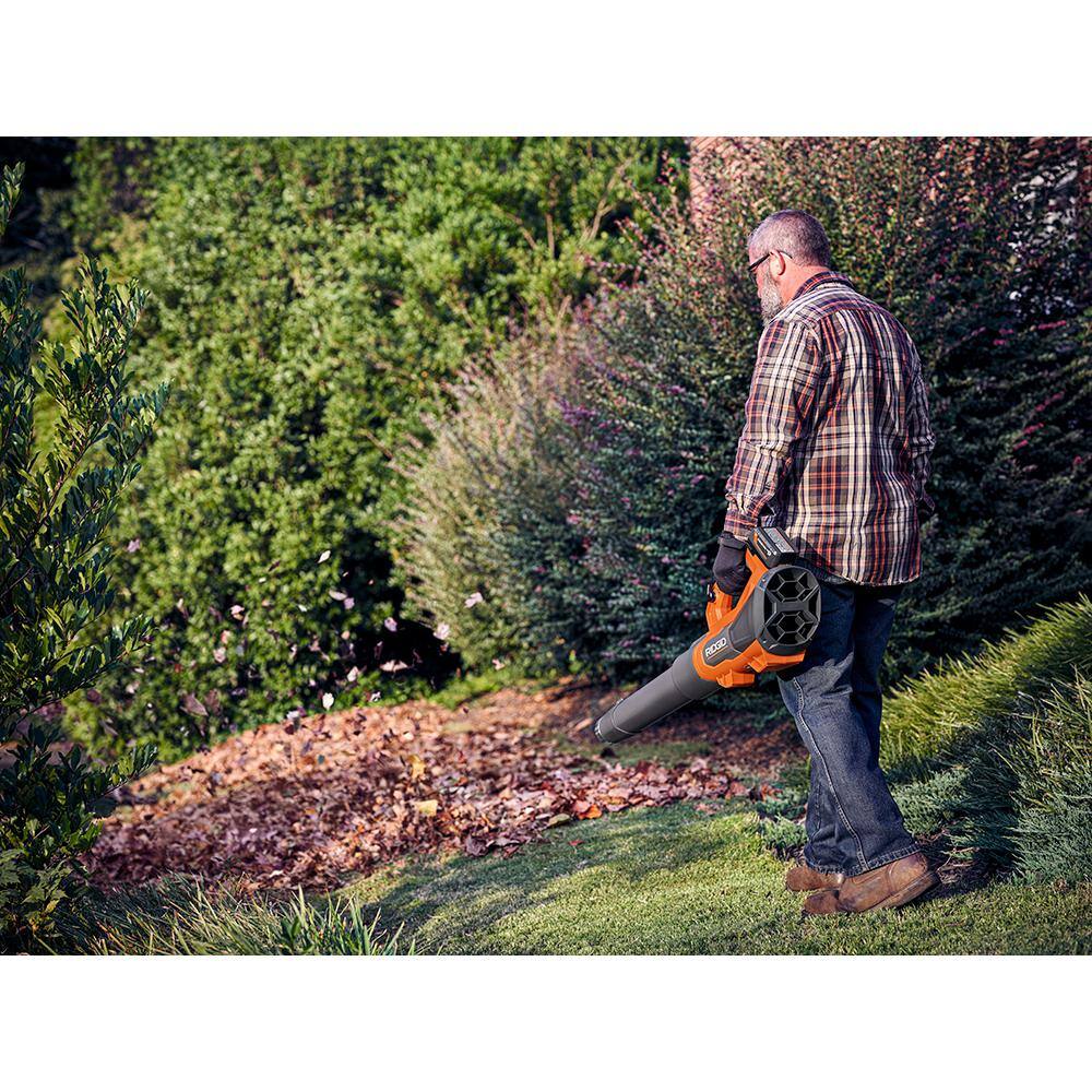 RIDGID 18V Brushless Cordless Leaf Blower, 510 CFM, 130 MPH, with 6.0Ah Battery & Charger - Image 9