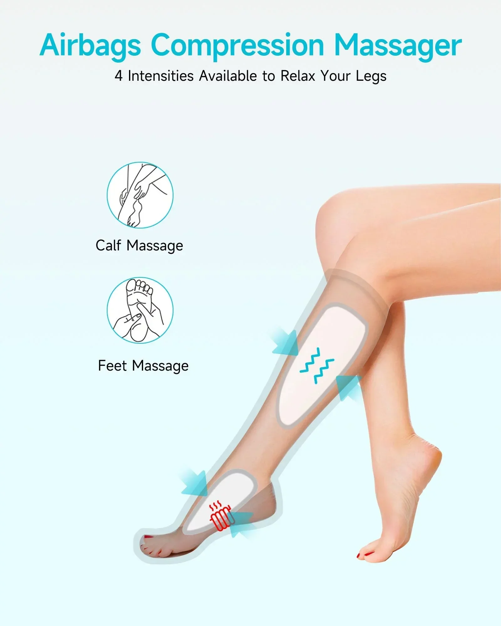 ALLJOY Leg And Foot Air Compression Massager With Heat, 6 Modes, 3 Intensities, 2 Heating Levels, 2 Extensions - Image 2