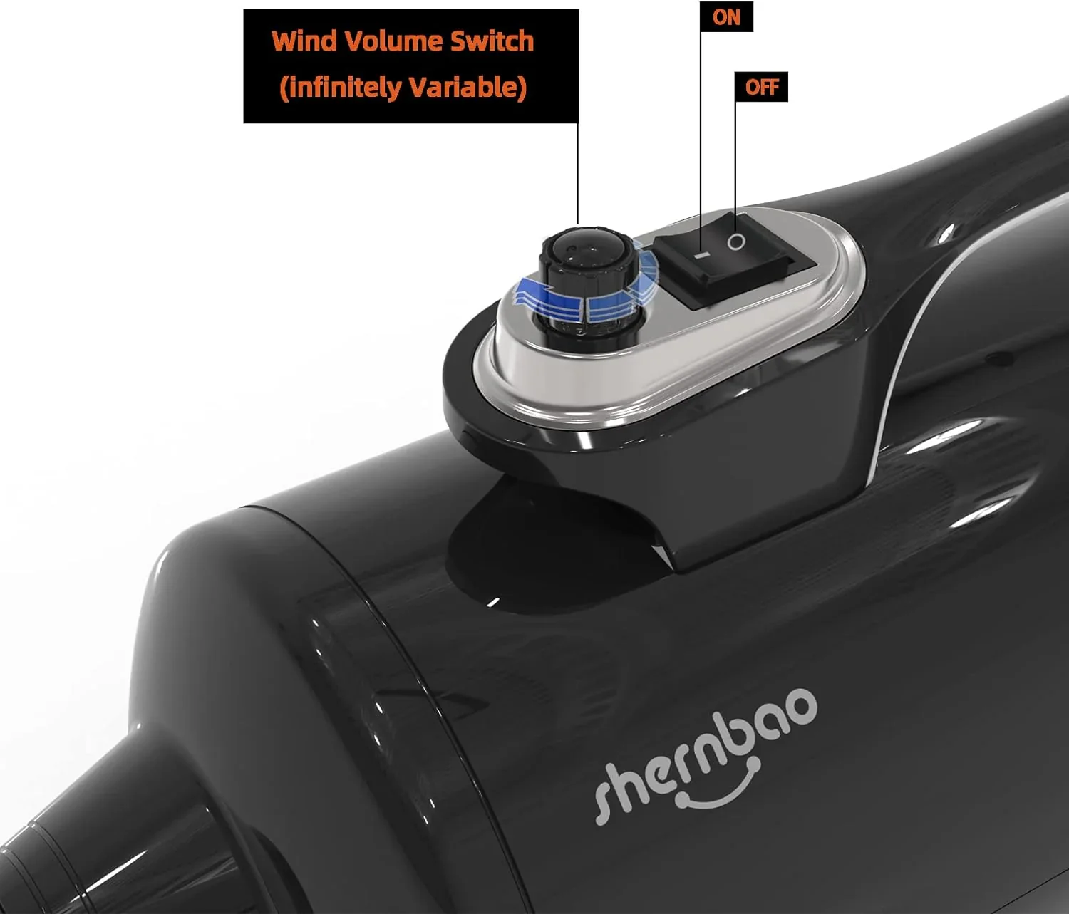 Shernbao Professional Dog Force Dryer, 6.0HP, Jet Black - DHD-2400T - Image 3
