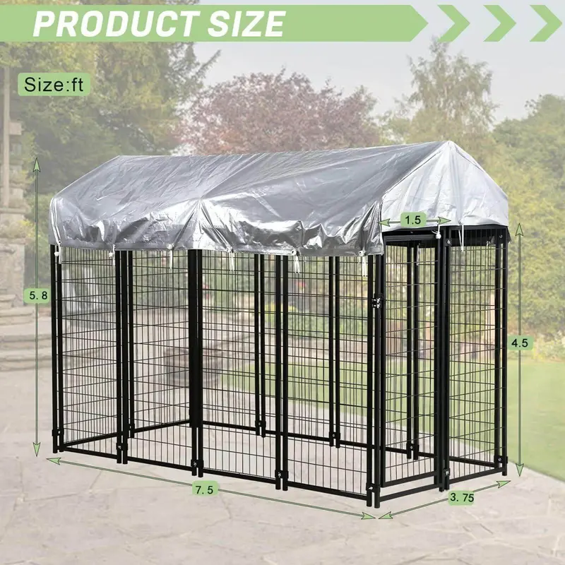 NiamVelo Large Dog Kennel 8'x4'x6' With Water-Resistant Cover, Black - Image 4