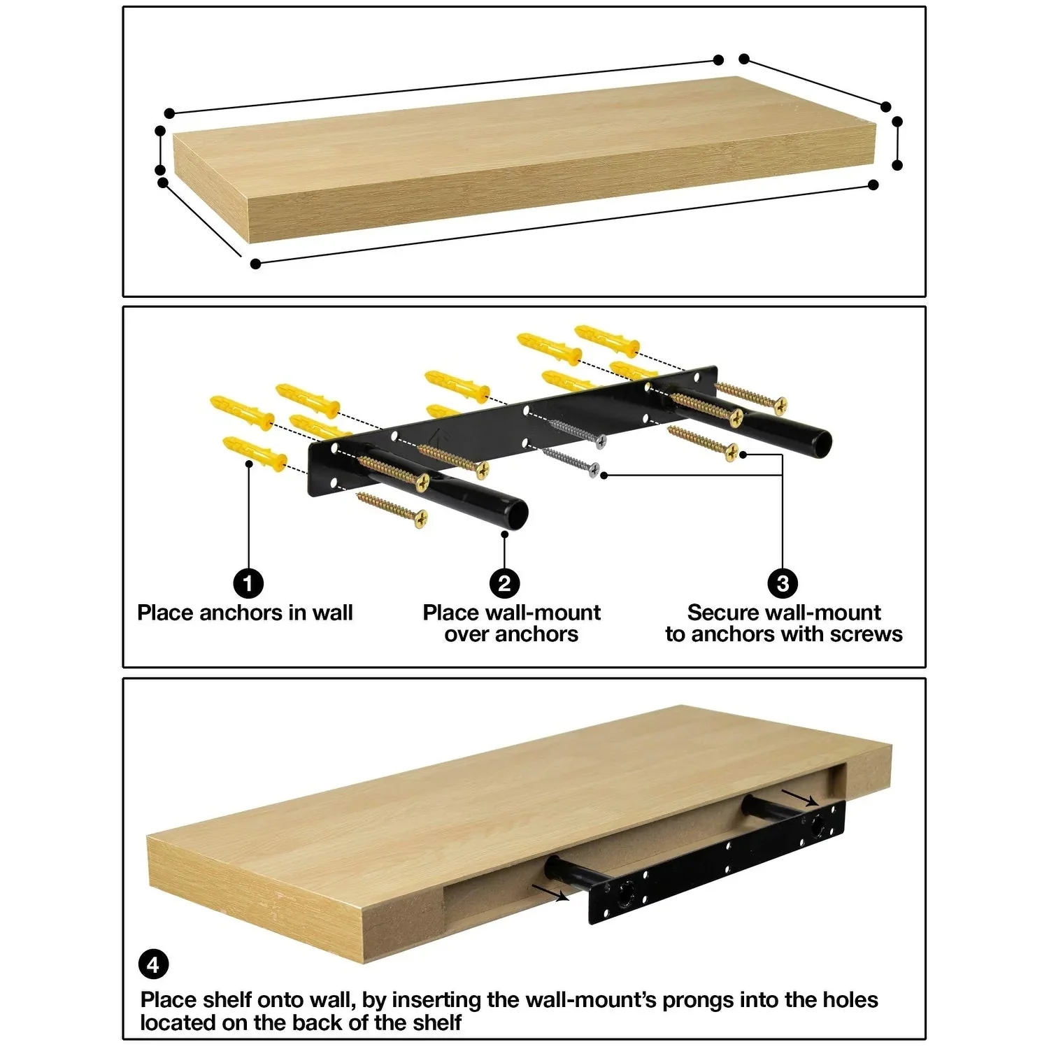 24 Inch Extra Long Floating Wall Shelf Set, 2 Count - Image 15