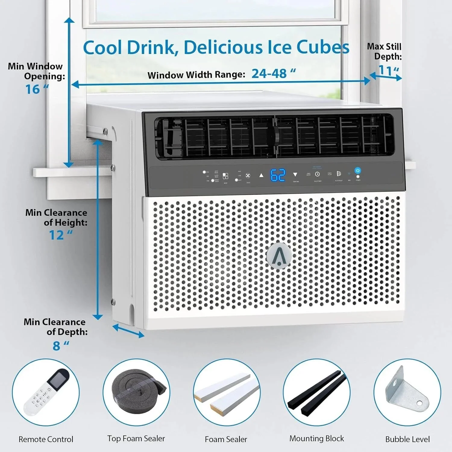 Window Air Conditioner 8000 BTU Up To 370 Sq. Ft. With Remote And App Control - Image 8