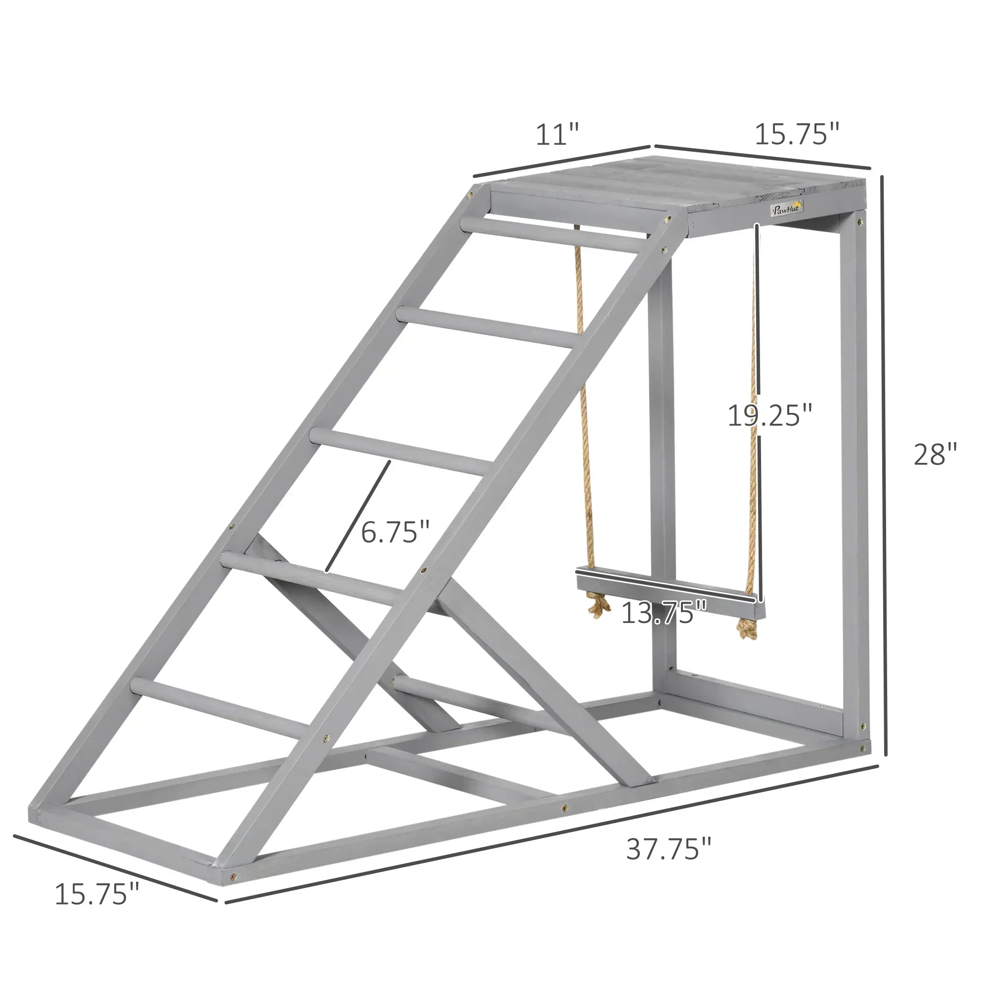 PawHut Chicken Activity Play Center With Swing, Perches And Platform, Pastel Gray - D51-350V00GY - Image 7