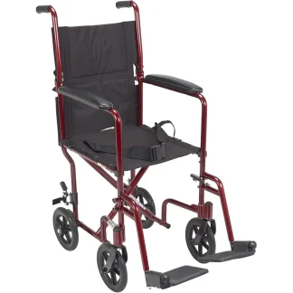 Drive Medical Lightweight Folding Transport Wheelchair - Red