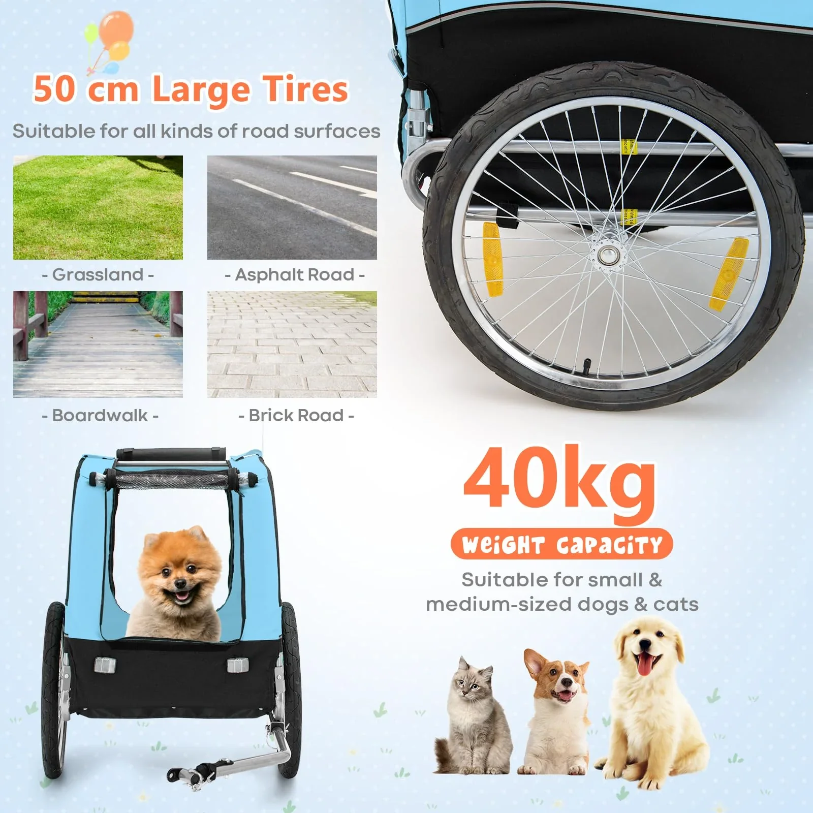 Pet Bike Trailer Holds 40kg Bicycle Trailer for Small & Medium-Sized Dogs - Image 8
