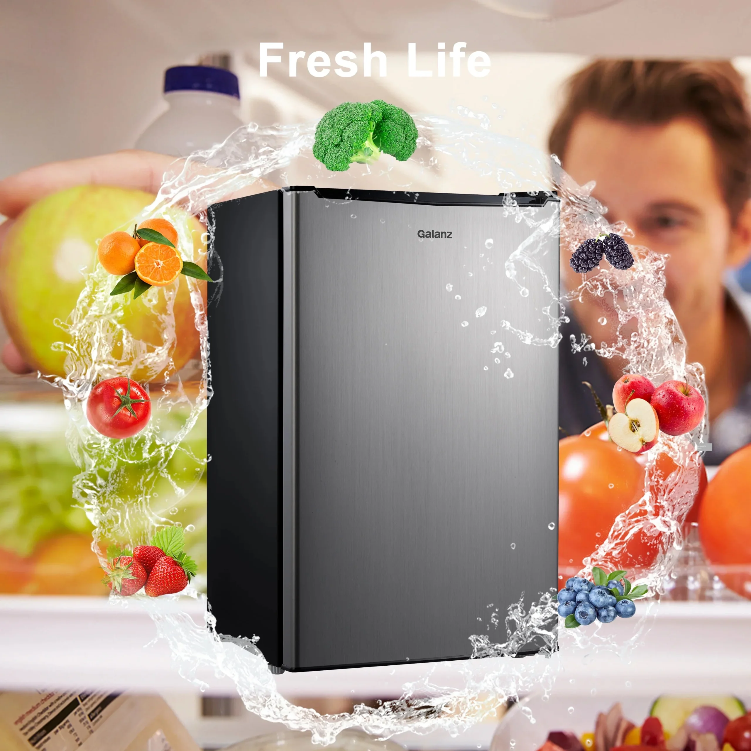 Galanz 3.3 Cu Ft One Door Mini Fridge, Black - Image 14