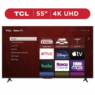 TCL 55′′ 4K UHD HDR Smart TV with Roku, 4-Series, Voice Control, and 4 HDMI Inputs
