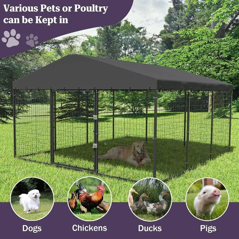 Kullavik Extra-Large Heavy-Duty Outdoor Dog Kennel - 118 x 118 x 70 Waterproof Roof Enclosure - Image 6