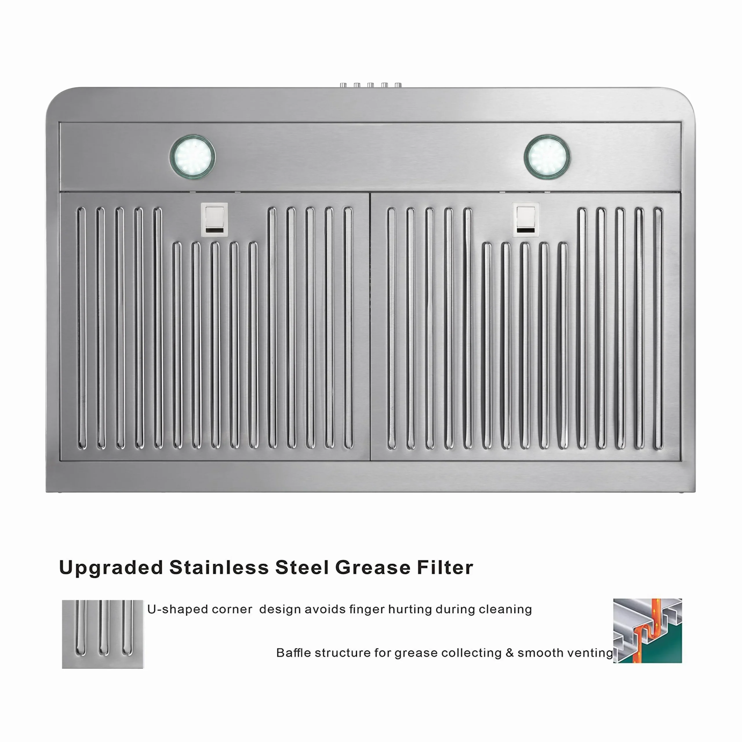 Everkitch 30 Inch Ducted Under Cabinet Range Hood, Stainless Steel, 400 CFM - Image 6