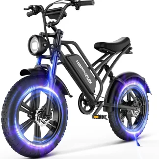 Happyrun Electric Bike for Adults 20" Fat tire with 750W Motor Ebike 48V 18AH Removable Battery 20MPH & 68 Miles