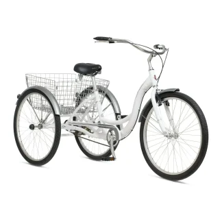 Schwinn Meridian Adult Tricycle Bike Mens and Womens Three Wheel Beach Cruiser 26-inch Wheels Low Step-Through Frame Wide Seat Rear Folding Basket Sin