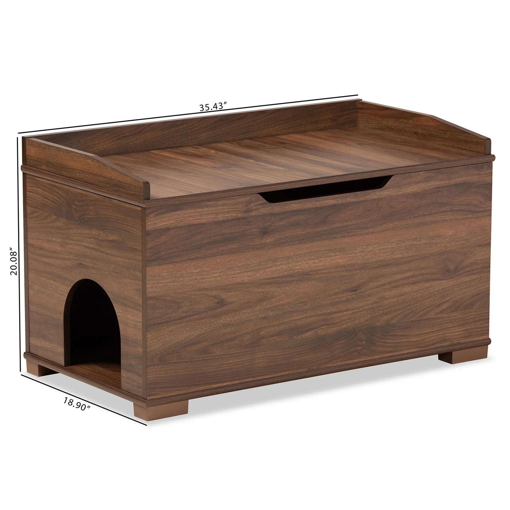 Baxton Studio Cat Litter Box Cover House, Walnut Brown, 35.40 x 18.90 x 20.10 in - Mariam - Image 10