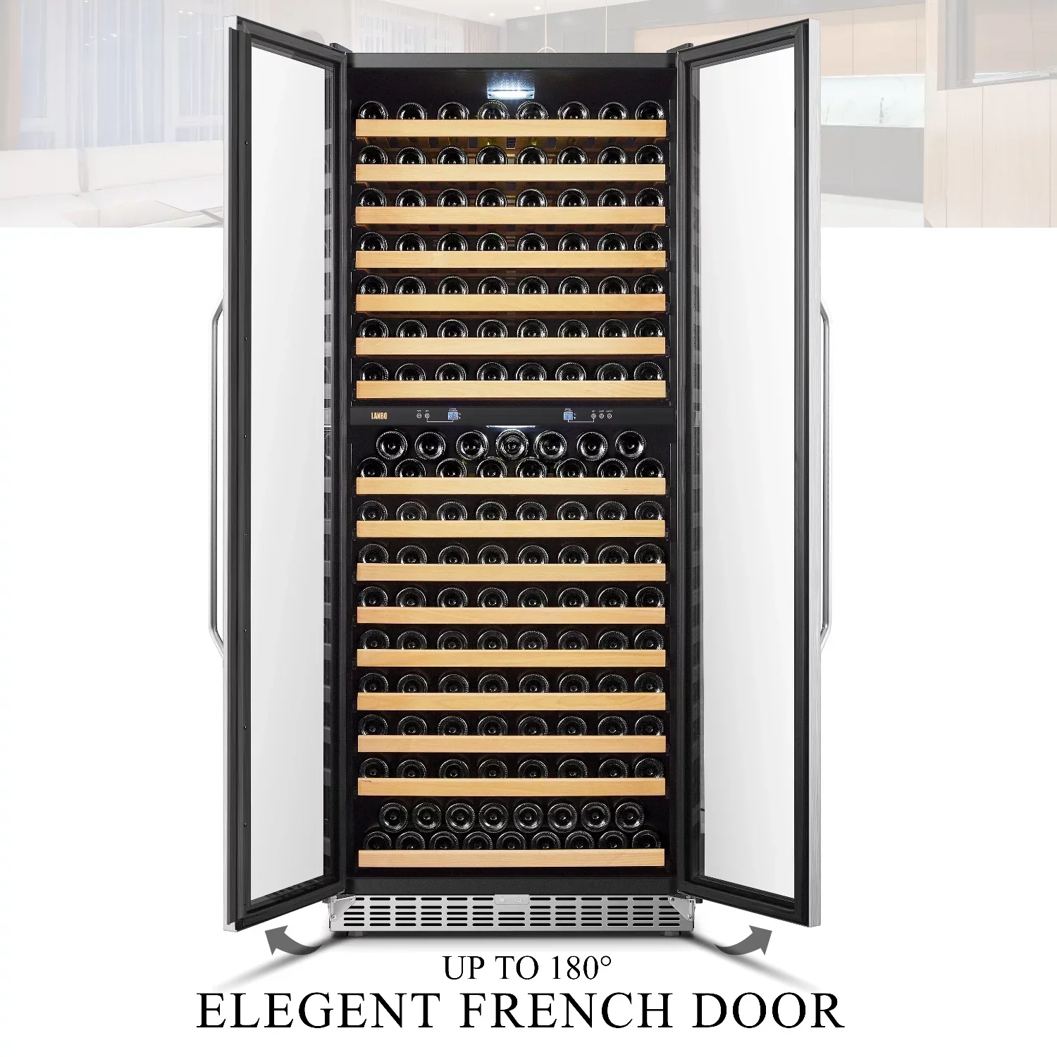 Lanbo 32 Inch 287 Bottle Dual Zone Compressor Freestanding Wine Refrigerator - LW328DD - Image 12
