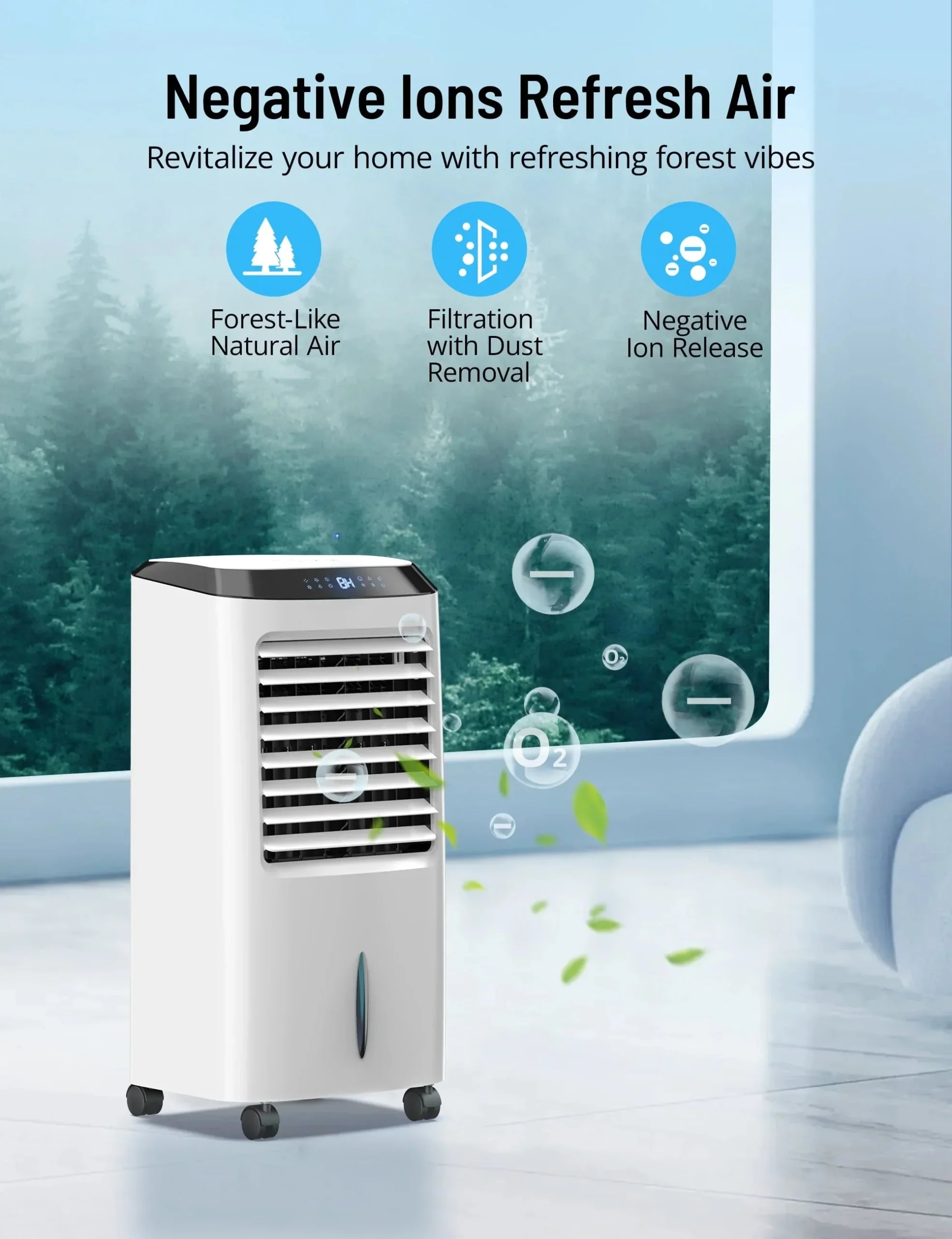 PARIS RH NE 4-in-1 Portable Evaporative Air Cooler, 2.6Gal, Remote Control - Image 3