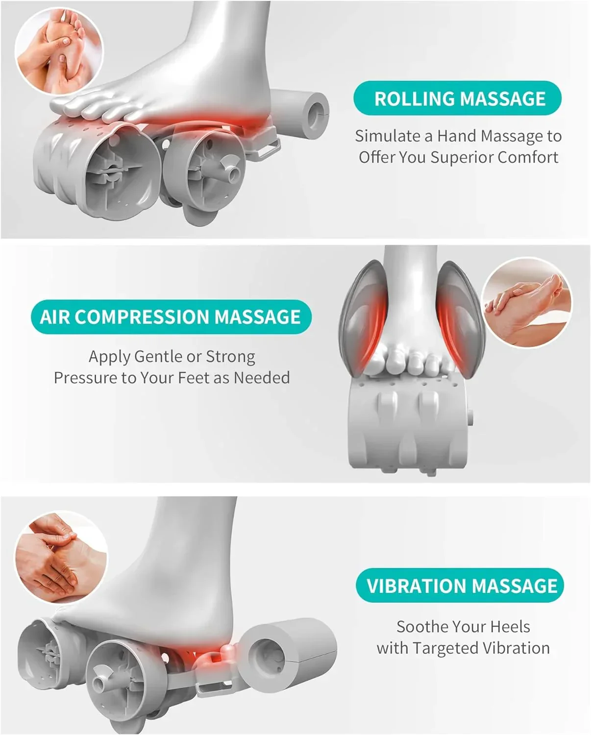 Nekteck Shiatsu Foot And Calf Massager With Heat - White - Image 4