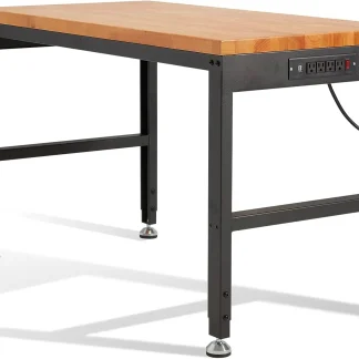 HABUTWAY Height Adjustable Workbench 48" 2000 Lbs Capacity Oak Wood Work Station