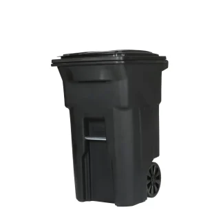 Toter Wheeled Garbage Can, 64 Gal, Black Polyethylene - Lid Included
