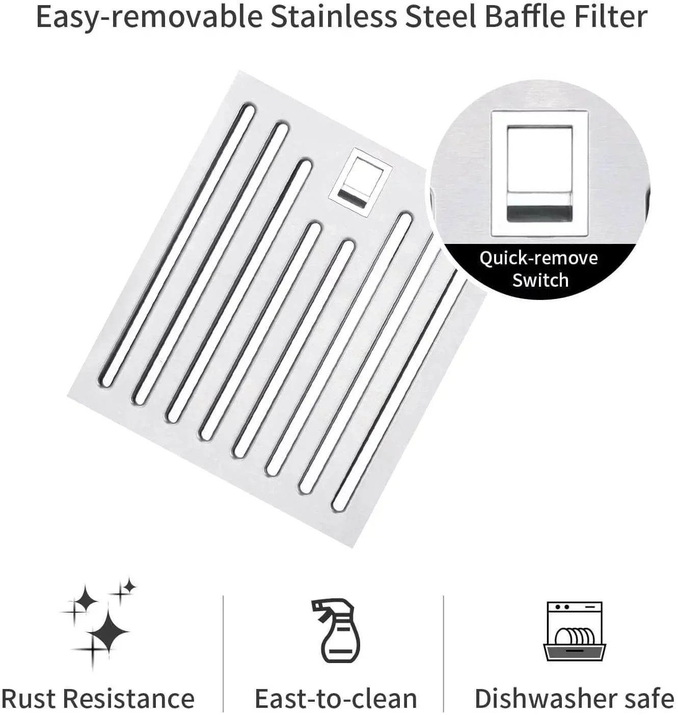 Range Hood 30 inch Built-In Insert Vent Hood, 600 CFM, Stainless Steel - Image 7