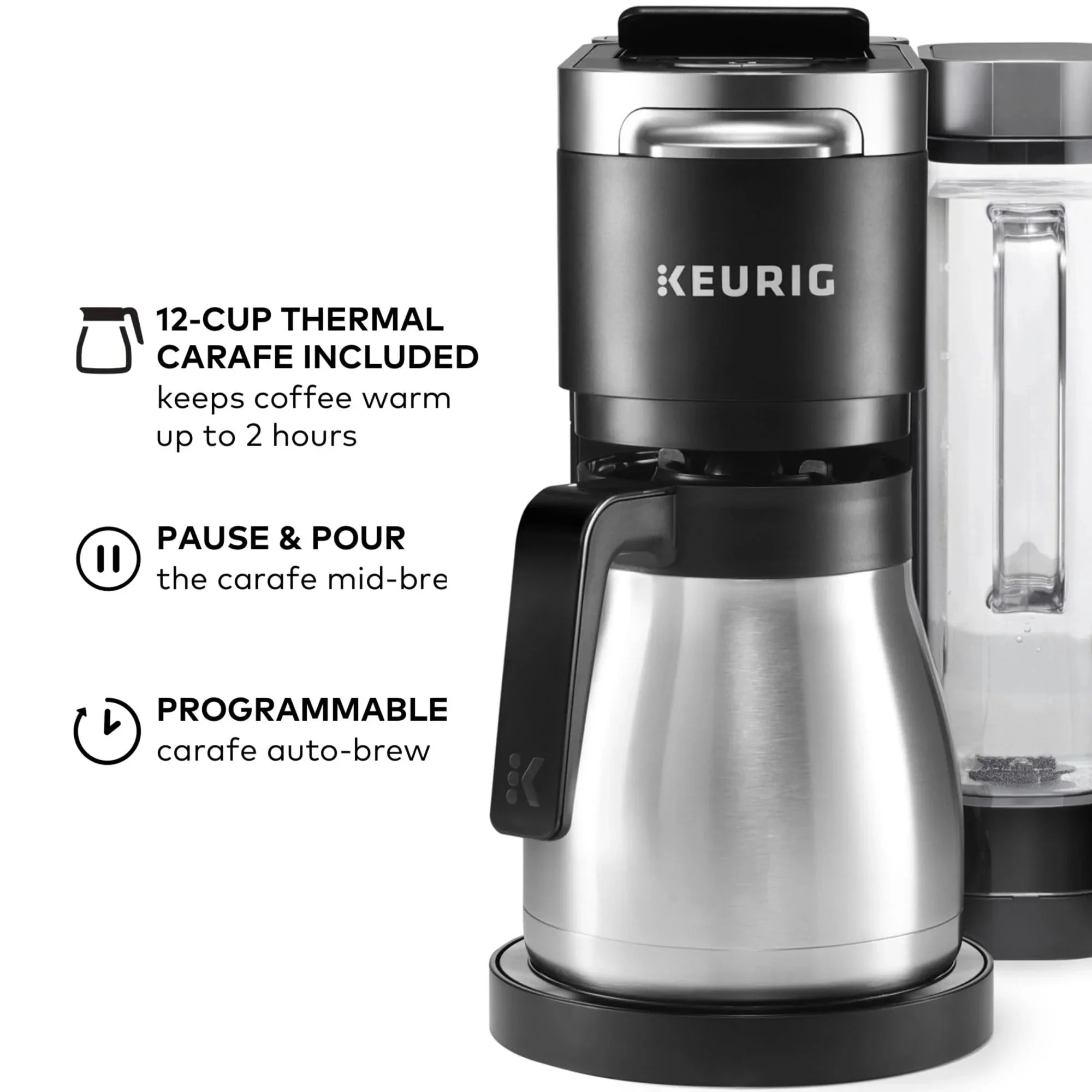 Keurig Single Serve & Carafe Coffee Maker, 60 oz Water Reservoir, 12-Cup Thermal Carafe - K-Duo Plus - Image 9