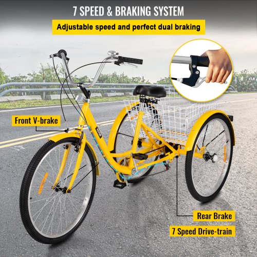 Adult Tricycle 26 7 Speed 3 Wheel Trike Bicycle Bike Cruise w Basket Shooping - Image 5