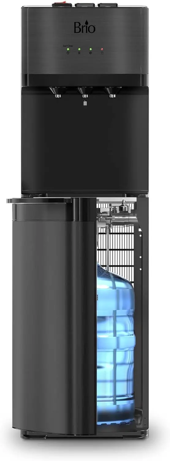Self-Cleaning Bottom-Loading Water Cooler, Black Stainless Steel, 5 Gallons, 13.5in D x 12in W x 40.5in H - Image 2