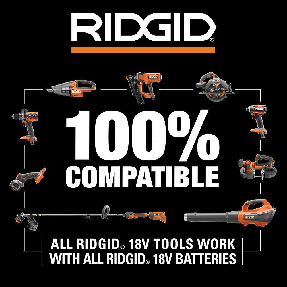 RIDGID 18V Brushless Cordless Leaf Blower, 510 CFM, 130 MPH, with 6.0Ah Battery & Charger - Image 12