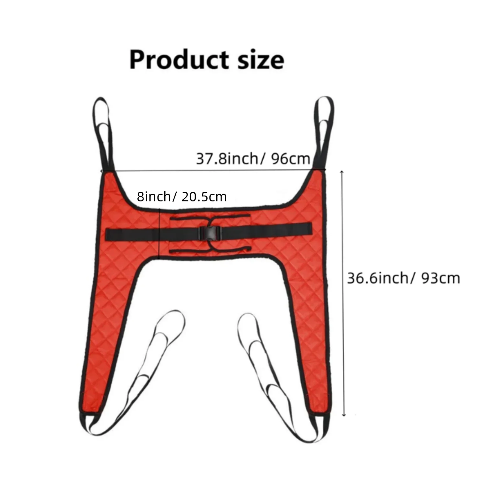 AMQTSLM Commode Patient Lift Sling, Red, 36.6 x 37.8 in, 200-500 lb Capacity - Image 2
