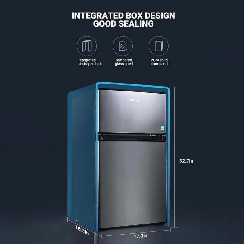 Compact 3.1 Cu.Ft 2-Door Mini Fridge With Freezer Compartment, LED Light, Stainless Steel Sliver - HPVFR310 - Image 3