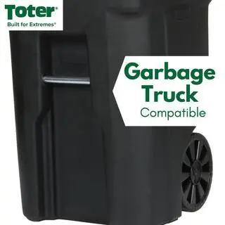 Toter 64 Gallon Black Outdoor Trash Can With Wheels And Lid - Image 5