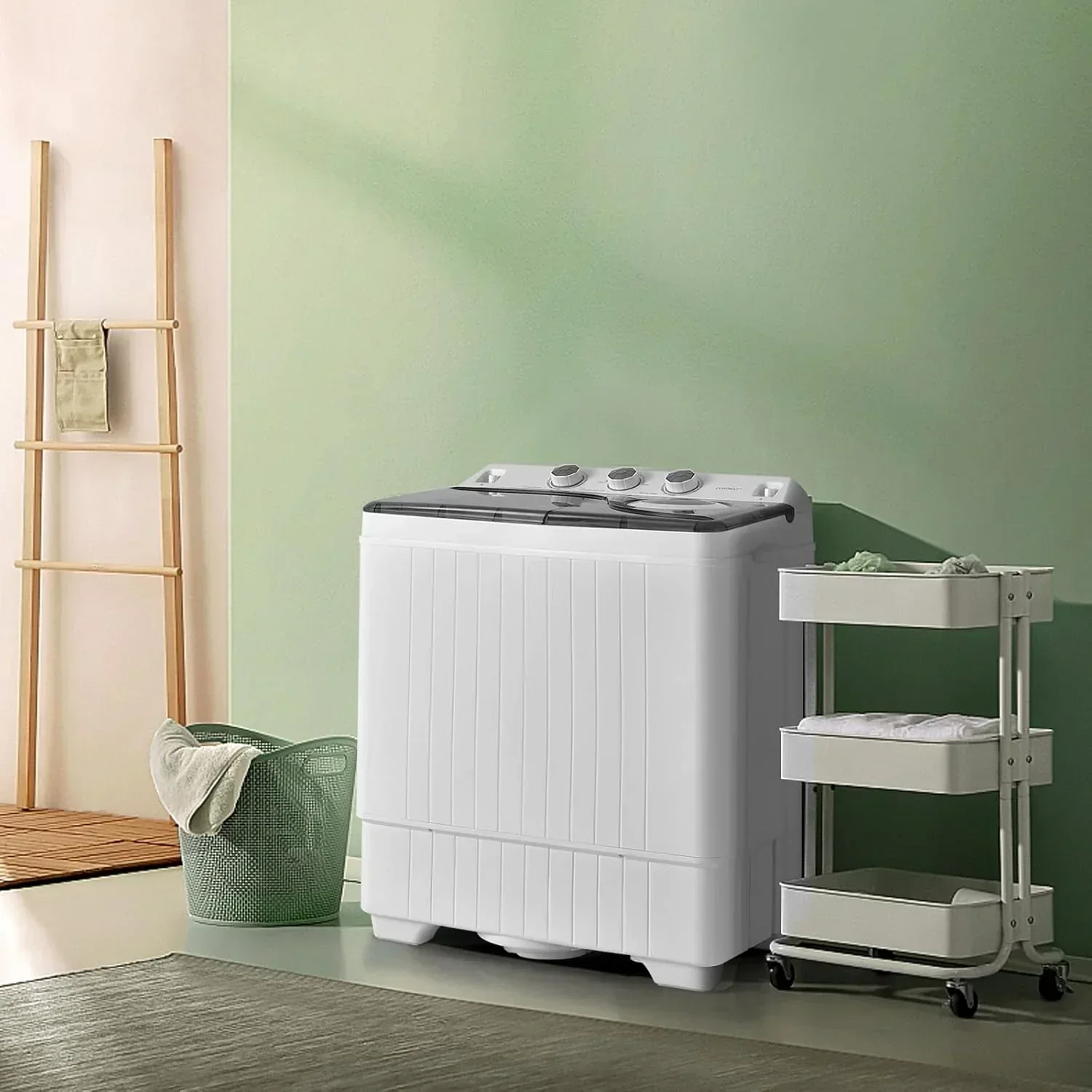 Costway Double Tub Washing Machine, 26 lb Capacity, 18 lb Wash, 8 lb Spin, Drain Pump - Image 5