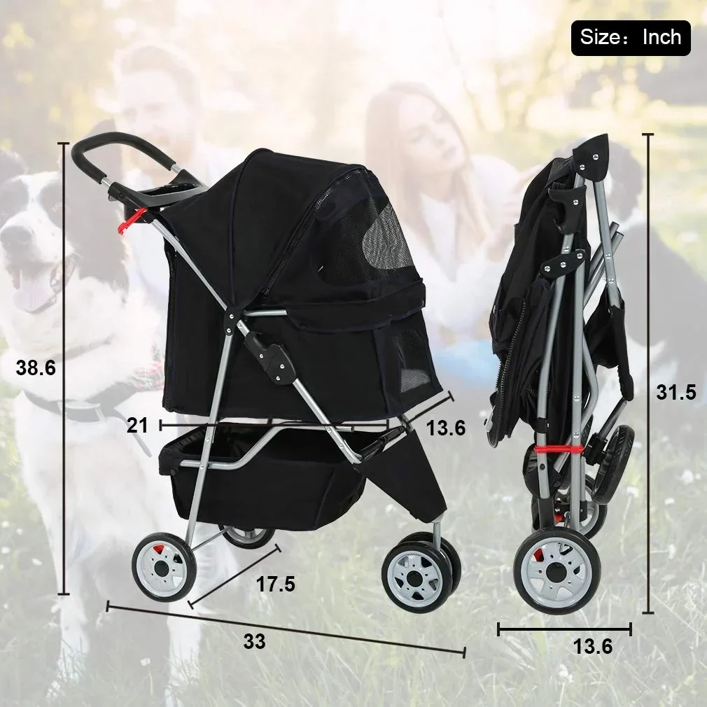 Bestpet Pet Stroller, 3 Wheels Travel Folding Carrier - T13 - Image 6