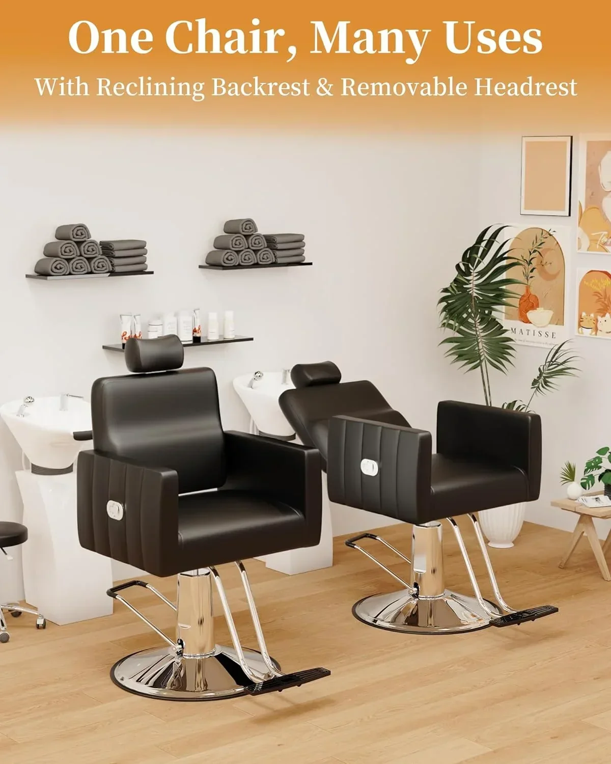 Baasha Reclining Salon Chair With Heavy Duty Hydraulic Pump - Image 4