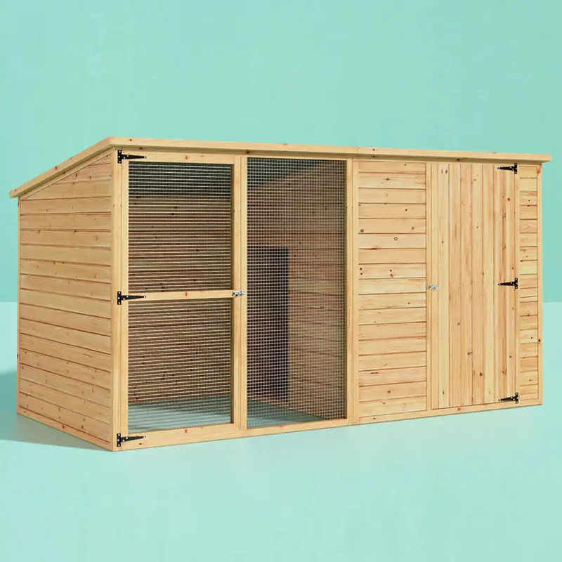 i.Pet Extra-Large Outdoor Wooden Log-Style Dog House With Insulated Bed, 2.28m - Brown - Image 7